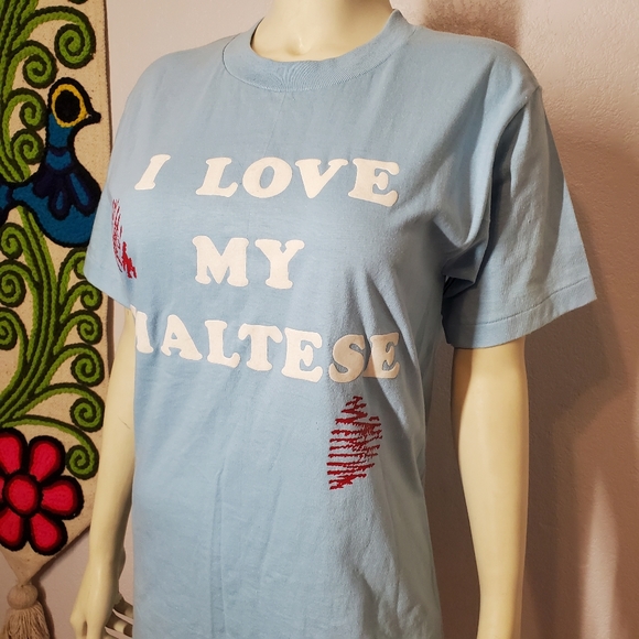 Vintage 80s Anvil Maltese Blue Tshirt - Picture 5 of 10